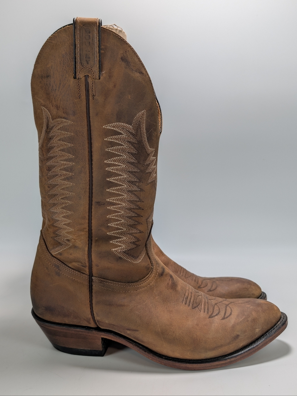 Boulet 1828 Brown Leather Embroidered Western Boots